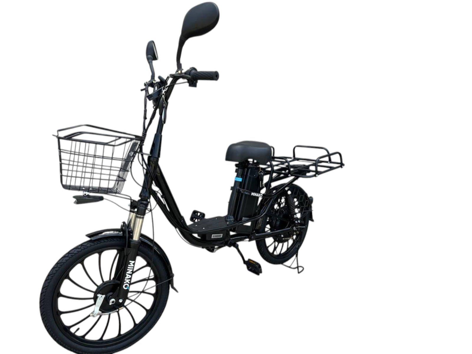 Электровелосипед Minako PRO 20" 800W 48V 18Ah и PAS-система с грузовым усиленным багажником Черный