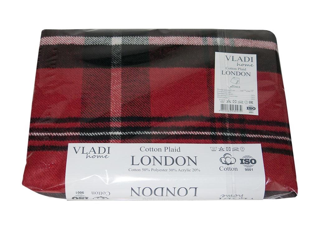 Плед хлопковый Vladi Лондон 140х200 клетка Красный