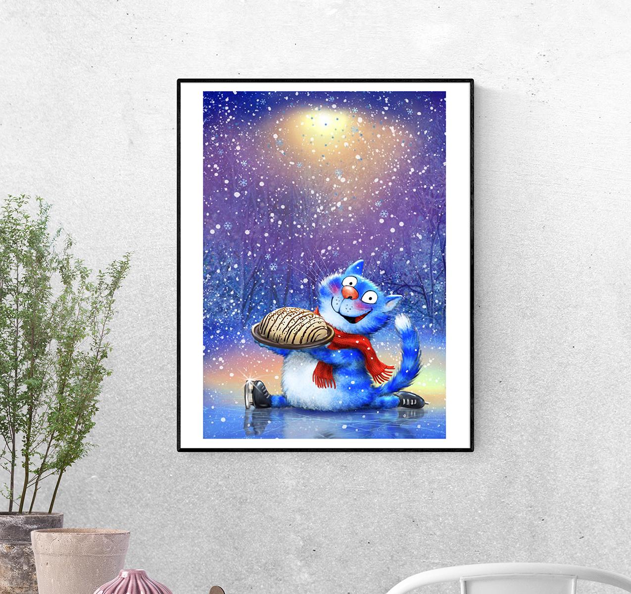 Постер Котик и тортик формат А-4