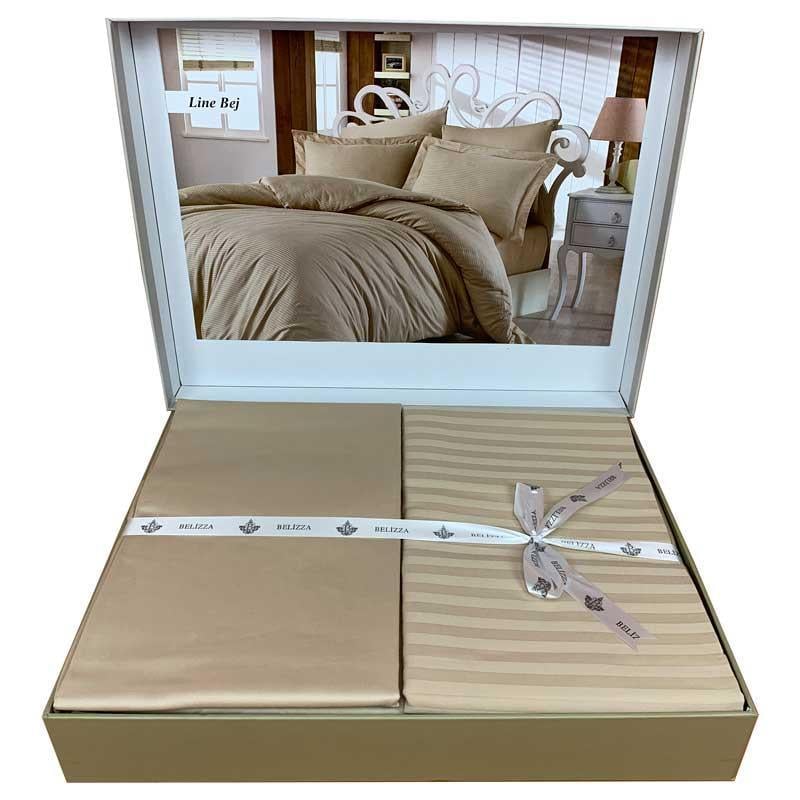 Комплект постельного белья Sultana Belizza Line Beg сатин страйп евро 9983345 Бежевый (DR012809)