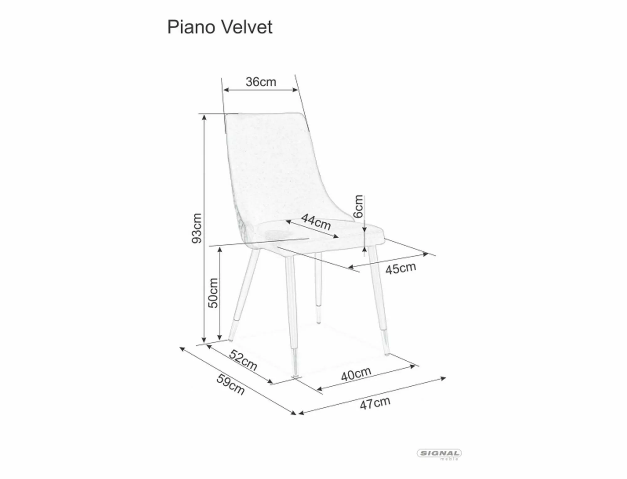 Стул кухонный Signal PIANO VELVET Черный/Светло-серый (10554343) - фото 7