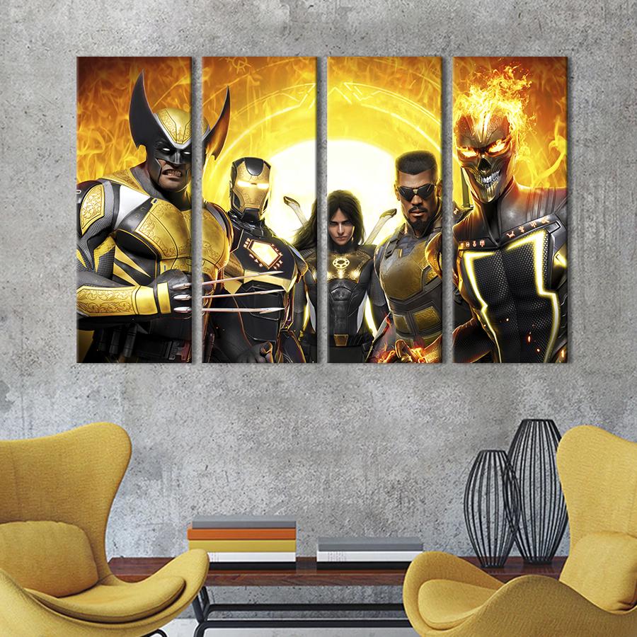 Модульная картина из 4 частей Сыновья Полуночи команда Марвел 209x133 см (728-41)