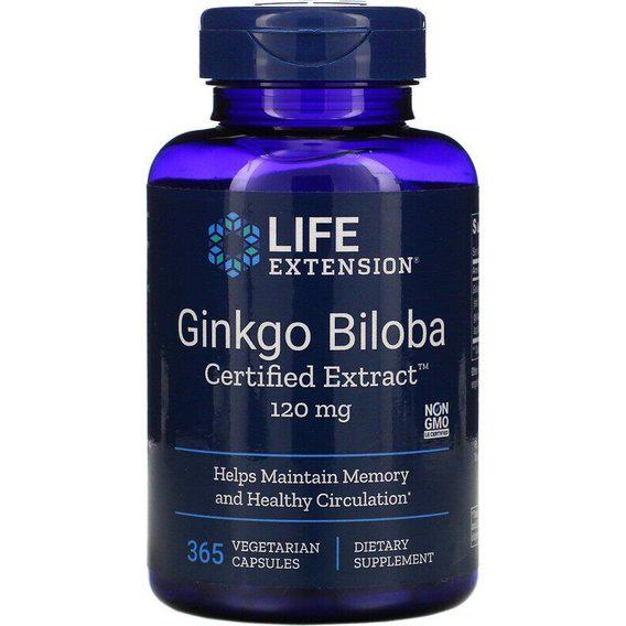 Гінко білоба Life Extension Ginkgo Biloba Certified Extract 120 мг 365 Veg Caps