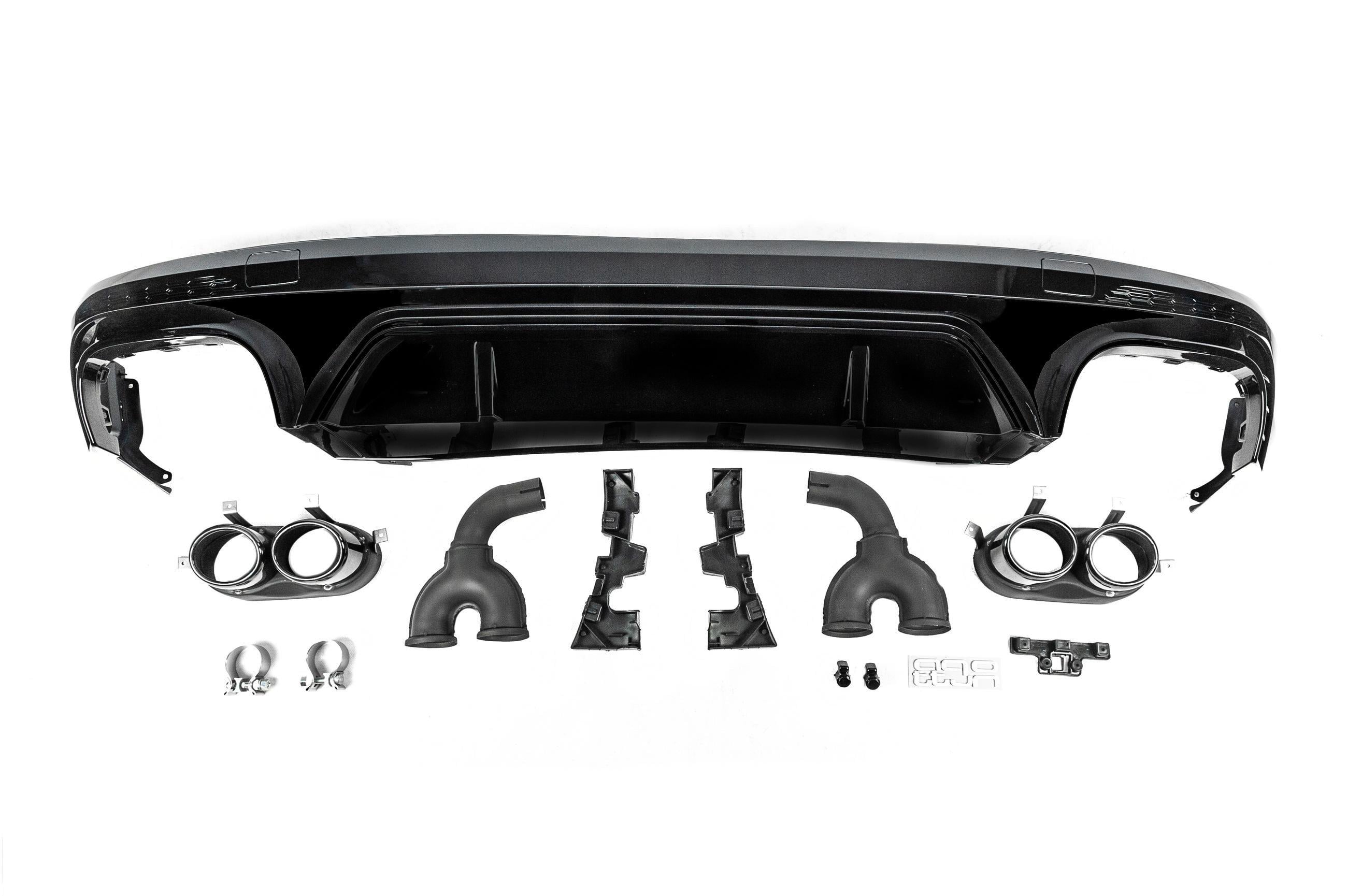 Диффузор задний SQ5-Style 2017-2020 с насадками Black Cixtai для Audi Q5 2017-2025 гг. ABS-пластик Черный (151310)