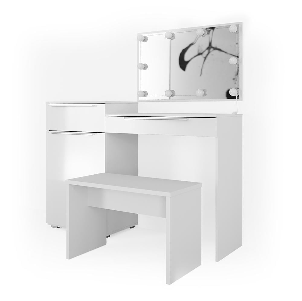 Туалетний столик Vicco Lilli Small з підсвічуванням і лавкою Білий глянець Туалетний столик Vicco Lilli Small з підсвічуванням і лавкою Білий глянець
