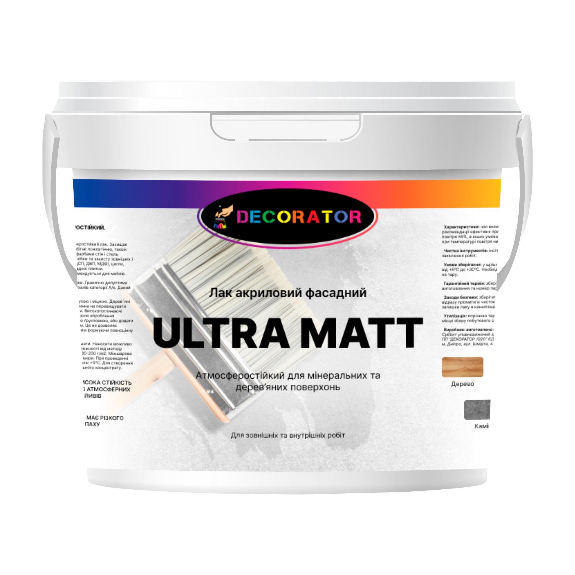 Лак фасадный матовый DECORATOR ULTRA MAT 1 л