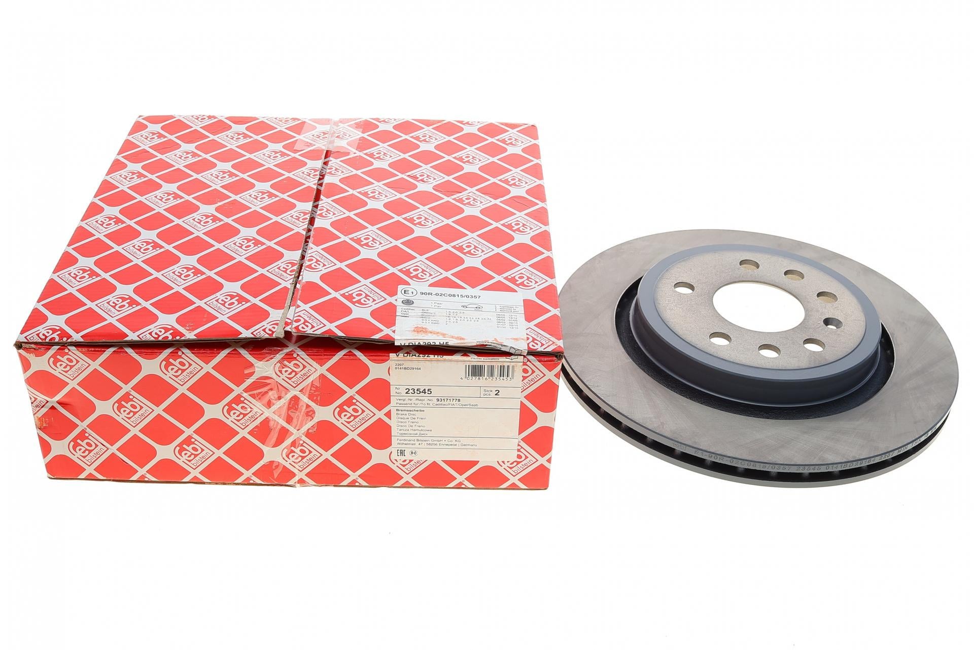 Диск гальмівний задній FEBI BILSTEIN Opel Signum/Vectra C 02-09 292x20 мм (23545 FEBI BILSTEIN)