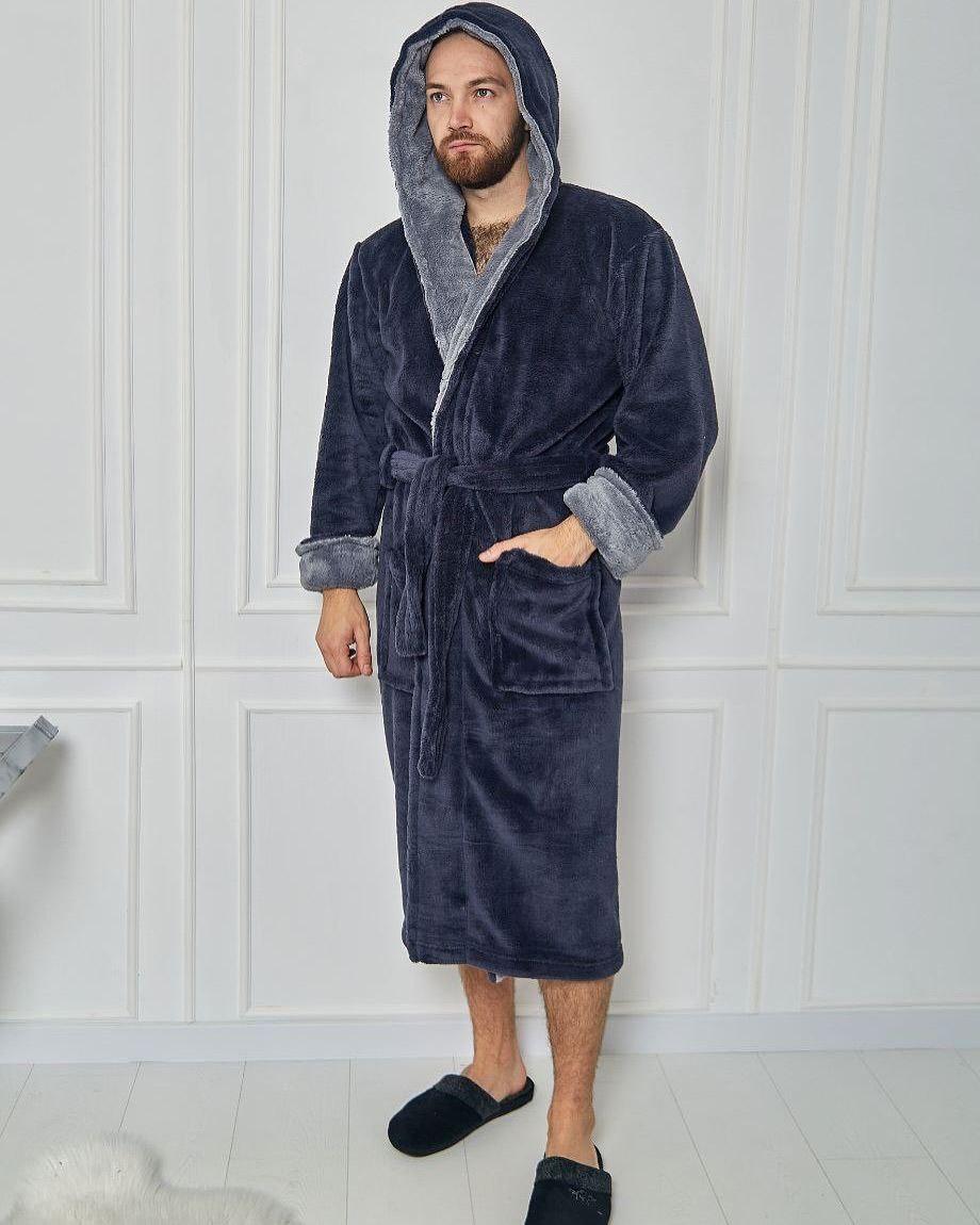 Халат мужской банный махровый с поясом L Графитовый (31718247)