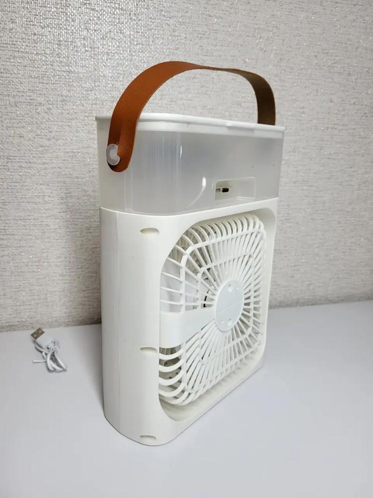 Вентилятор міні портативний з зволожувачем повітря USB-Type C 3 режими LED підсвічування 10 Вт Білий (27435977) - фото 9