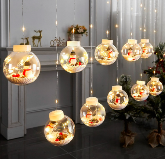 Гирлянда Alphatrade светодиодная бахрома Шары 3х0,8 м 200 LED 10 шариков Теплый белый (120901)