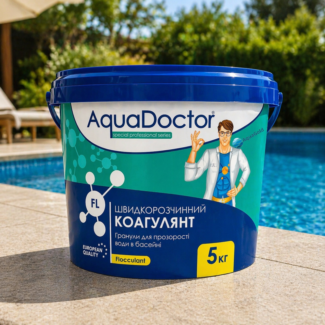 Коагулянт флокулянт против мутности в воде Aquadoctor FL порошок 5 кг