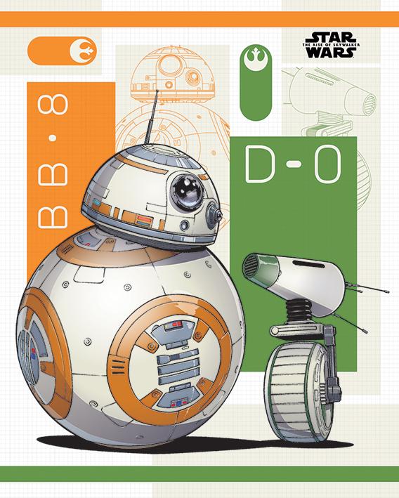 Постер плакат Звёздные Войны Скайуокер Восход BB-8 и D-0/Star Wars The Rise of Skywalker BB-8 and D-0 40x50 см
