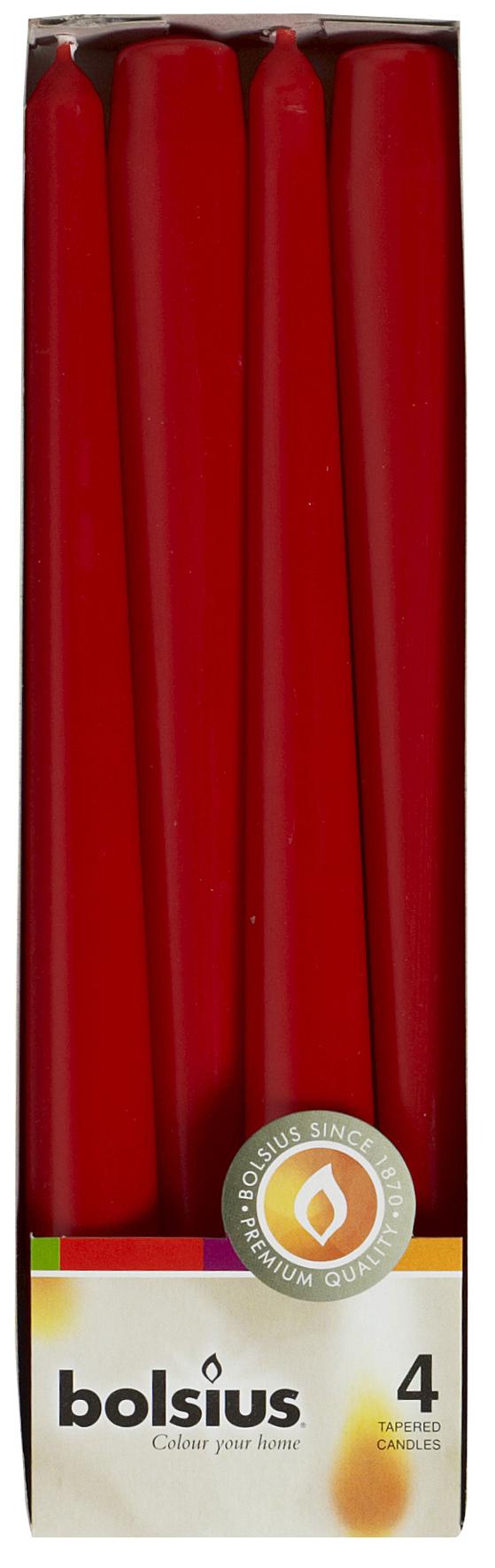 Свеча Bolsius столовая конусная 245х24 мм 4 шт. Красный (BOL-350941)