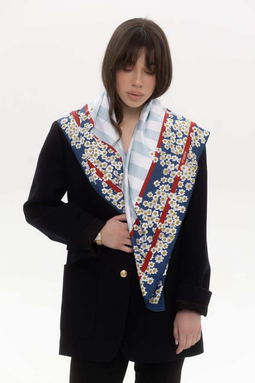 Платок Ромашки шелковый односторонняя печать 55х55 см Сине-белый (27558057) - фото 5 Платок Ромашки шелковый односторонняя печать 55х55 см Сине-белый (27558057) - фото 5