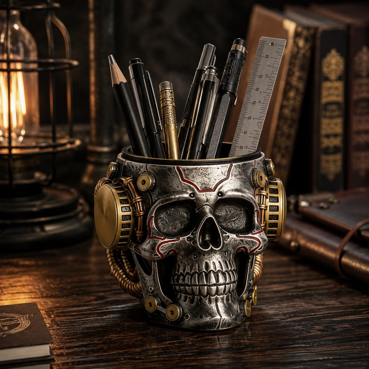 Органайзер для ручек Steampunk Cyborg Skull Серый (SKULL-CYBORG-GR)