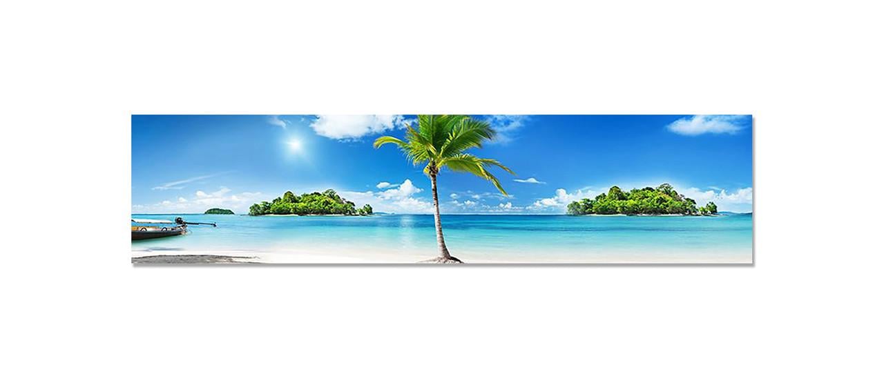 Фартук кухонный Пляж баунти пальмы острова 60х250 см Голубой