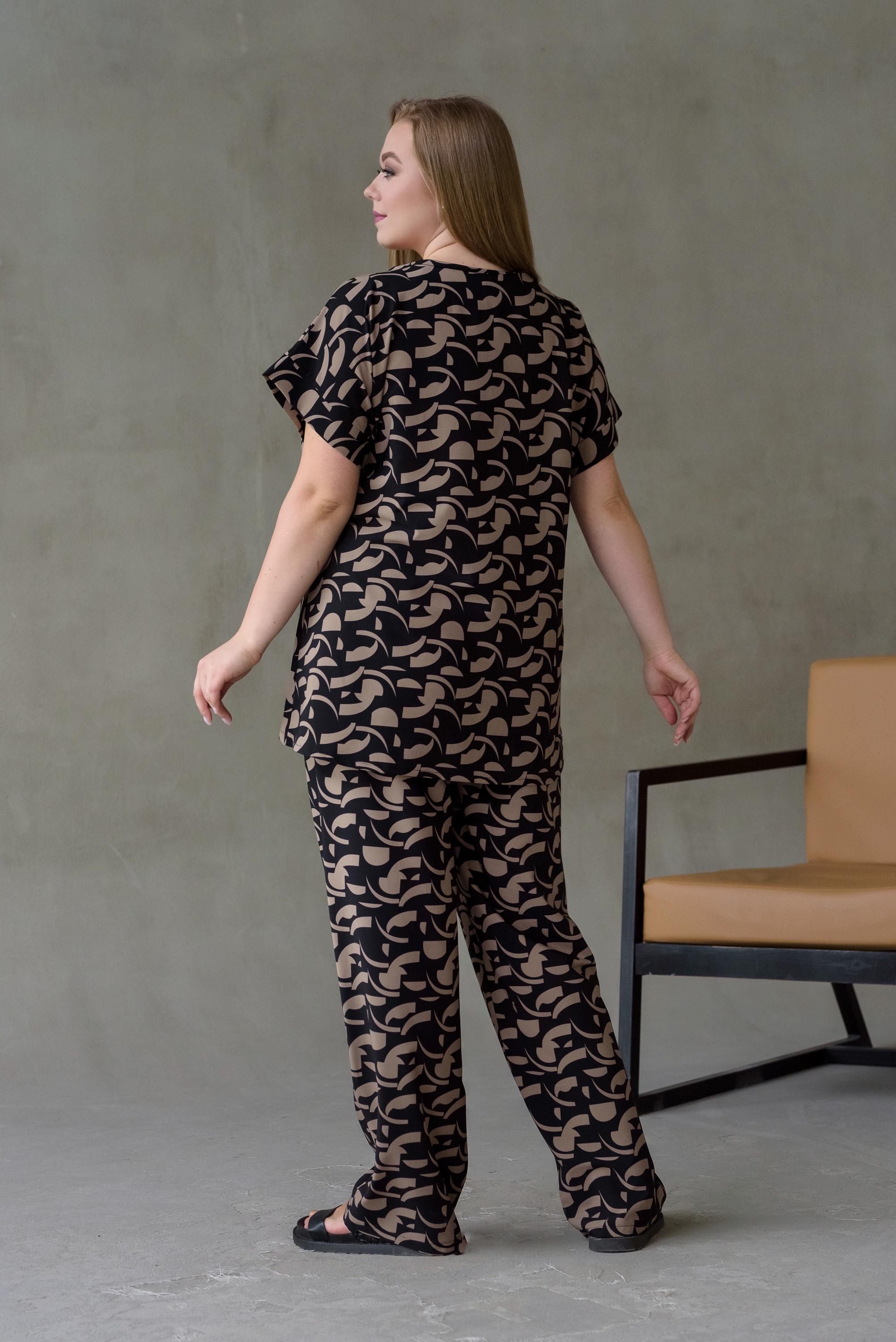 Костюм женский штапельный Альмина р. 74 Коричневый (26813583) - фото 2