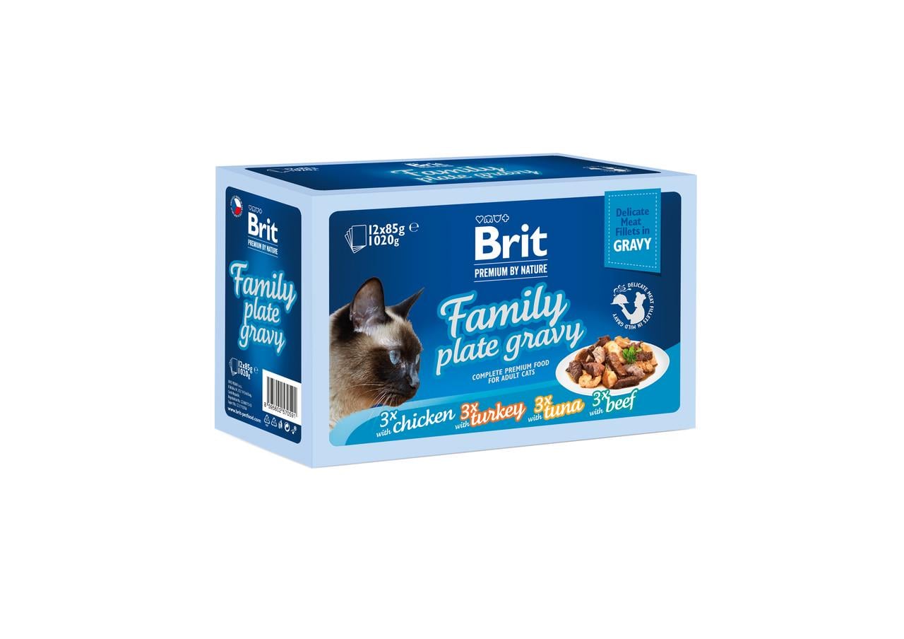 Вологий корм для котів Brit Premium Cat Family Plate Gravy pouches 1020 г (101134) Вологий корм для котів Brit Premium Cat Family Plate Gravy pouches 1020 г (101134)
