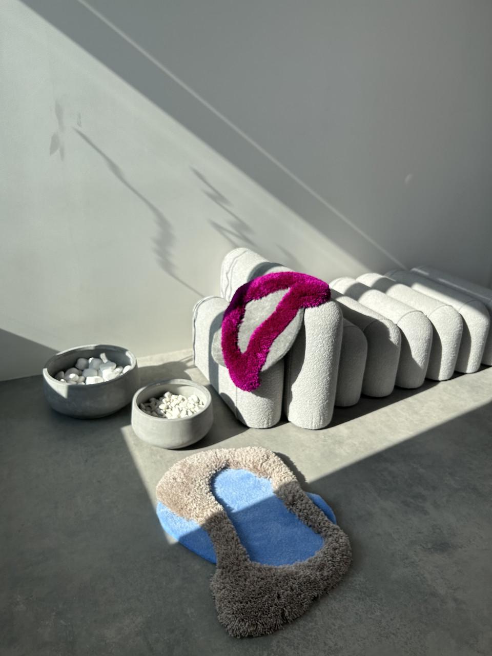 Ковер ручной работы с объемным узором Абстрактный островок 75х50 см - фото 4