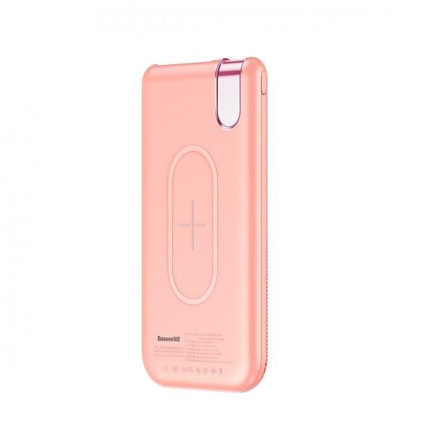 Батарея портативная Baseus Thin Version Wireless Charger PPALL-QY04 10000 mAh Pink