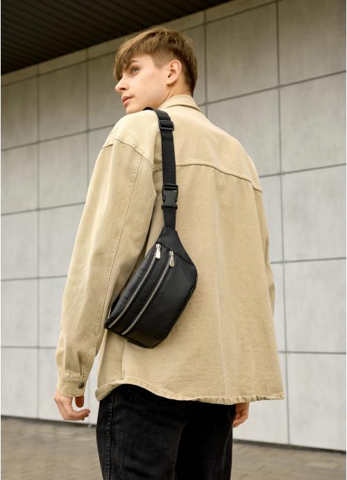 Поясная сумка мужская Sambag из экокожи Черный (823031512)