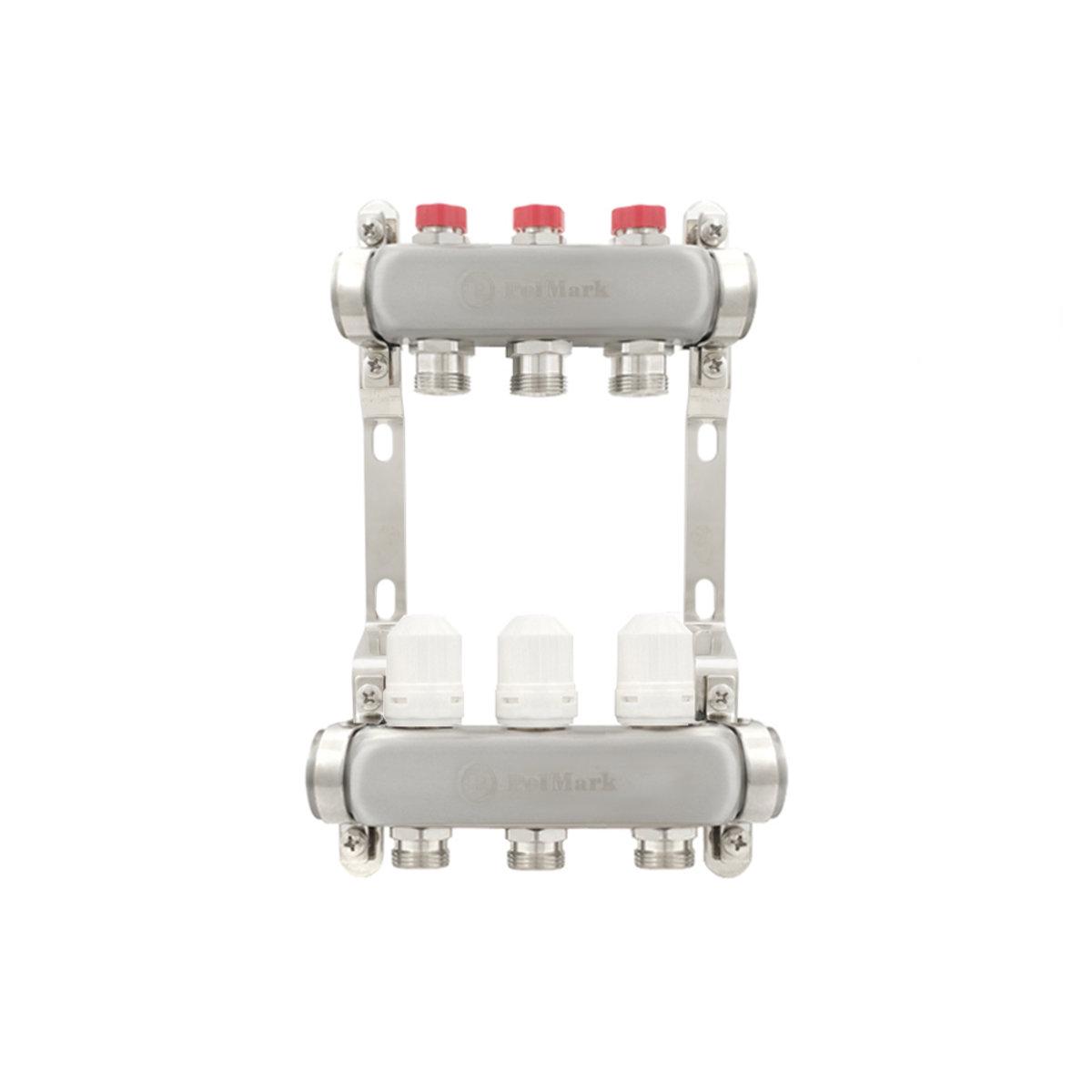 Коллектор Polmark 1x3/4 3 выхода с термоклапанами без евроконусов - фото 2 Коллектор Polmark 1x3/4 3 выхода с термоклапанами без евроконусов - фото 2