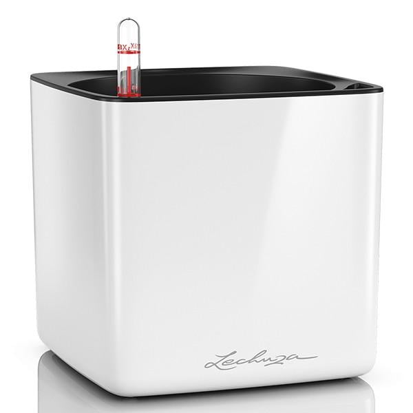 Кашпо Lechuza Cube Glossy 16 Белый блестящий (13520)