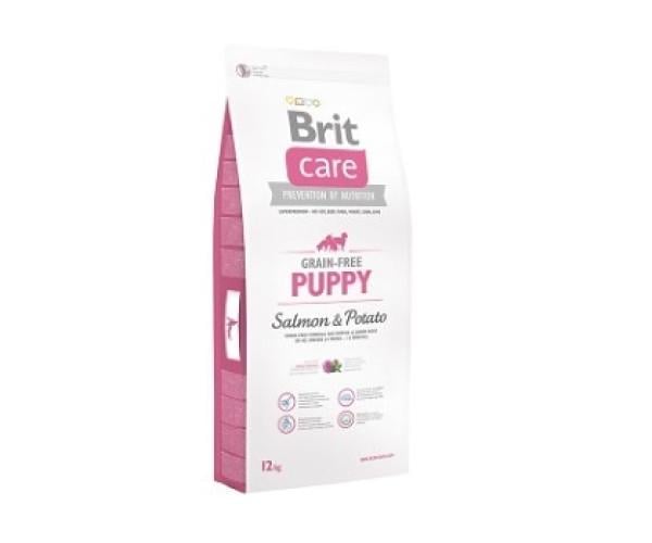 Корм сухой беззерновой Brit Care с лососем и картофелем для щенков от 4 недель до 12 месяцев 12 кг (35814)