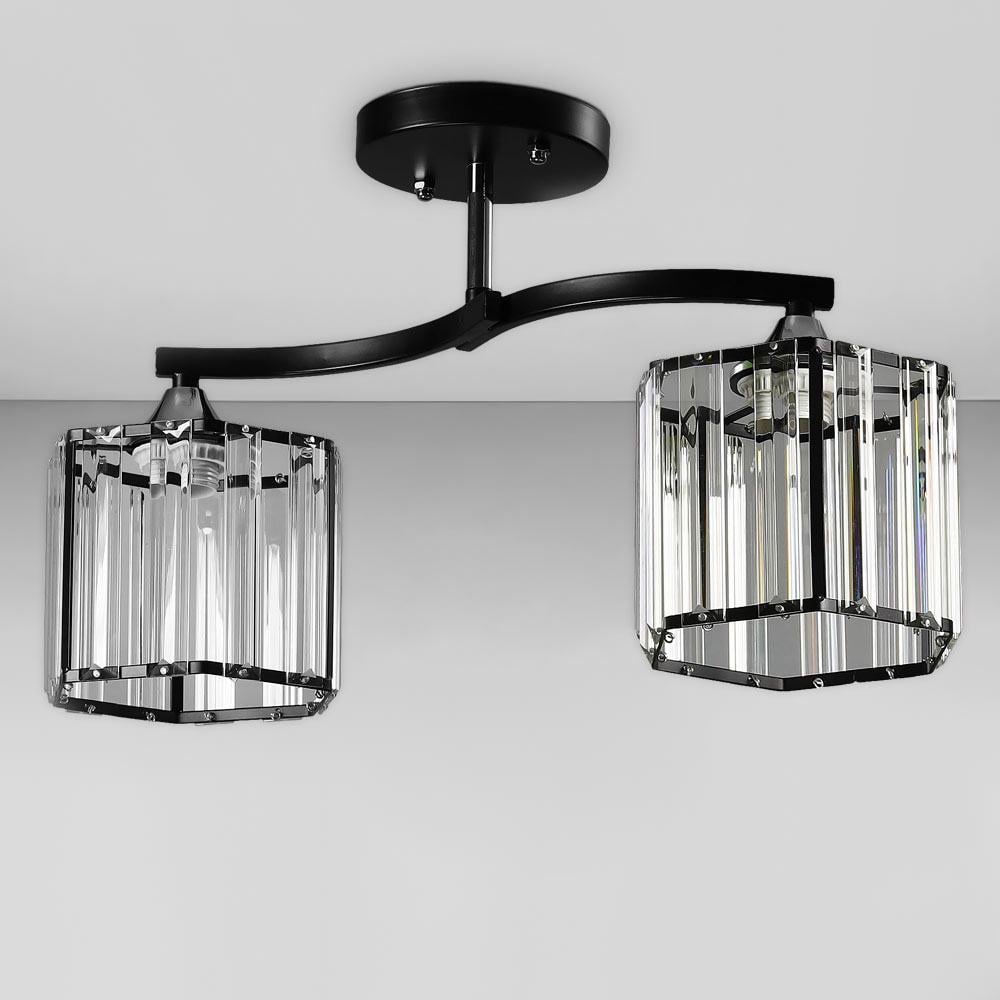 Люстра потолочная Light House SC-18215/2 BK/CR 450х140х250 мм Черный/Хром/Хрусталь