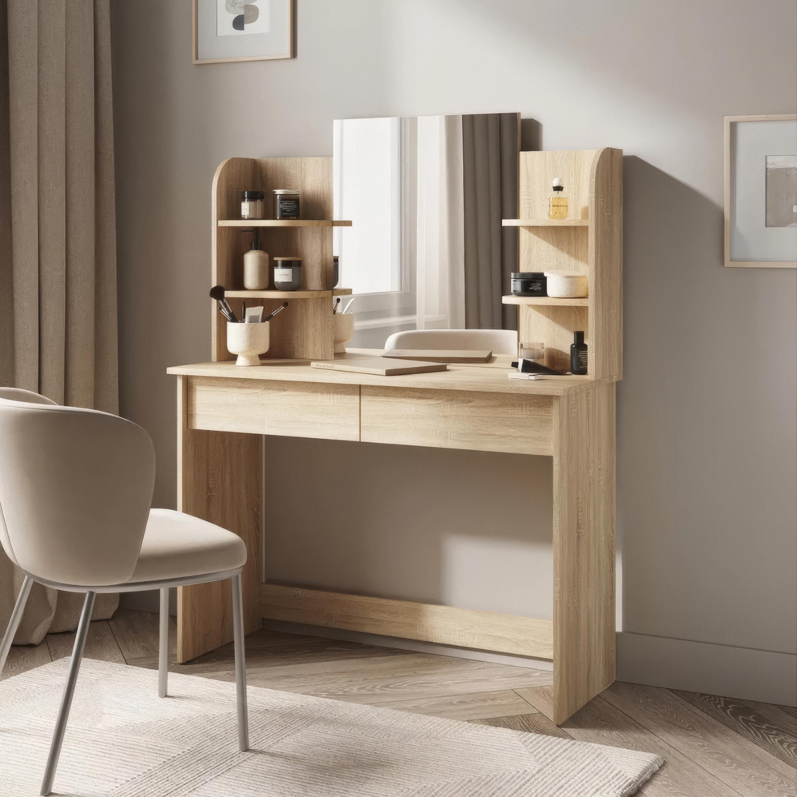 Туалетний стіл з дзеркалом F-114 1066x400x1408 мм Дуб Сонома - фото 1