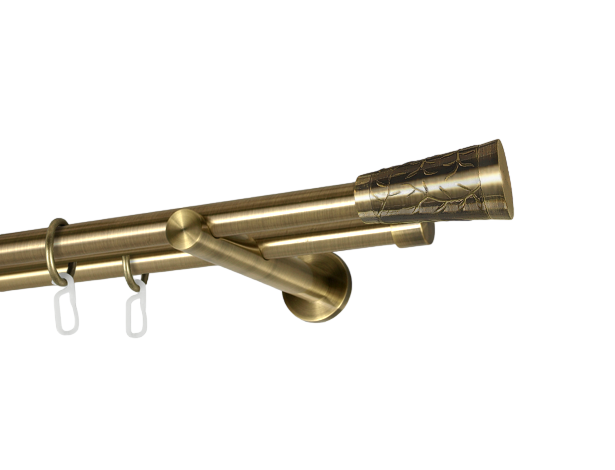 Карниз MStyle Севилия металлический двухрядный труба гладкая 19/19 мм кронштейн цылиндр 160 см Антик (K010311)