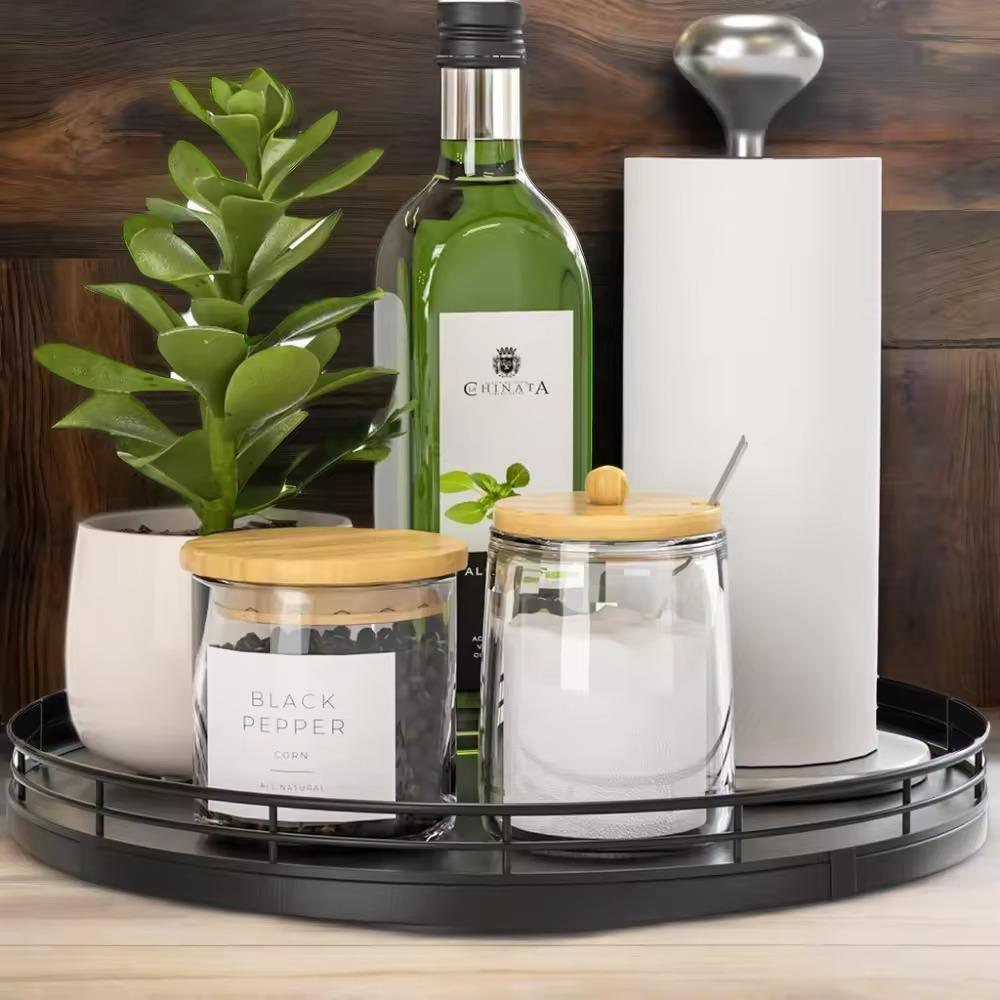 Піднос-столик для кухонного або ванного приладдя дерев'яний 10" Чорний - фото 4