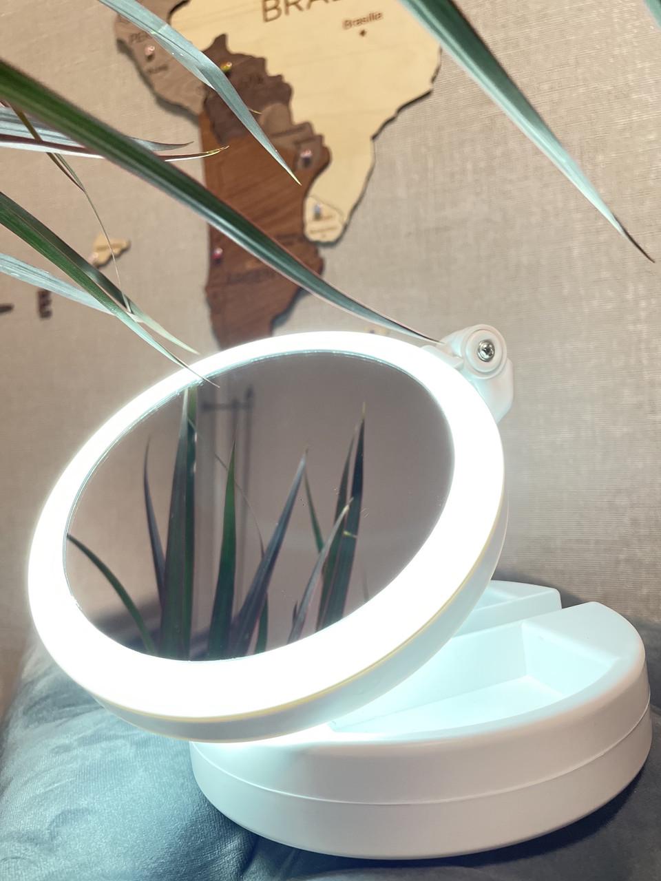 Косметическое зеркало складное 10X My Fold Away Mirror с LED подсветкой (2487) - фото 4