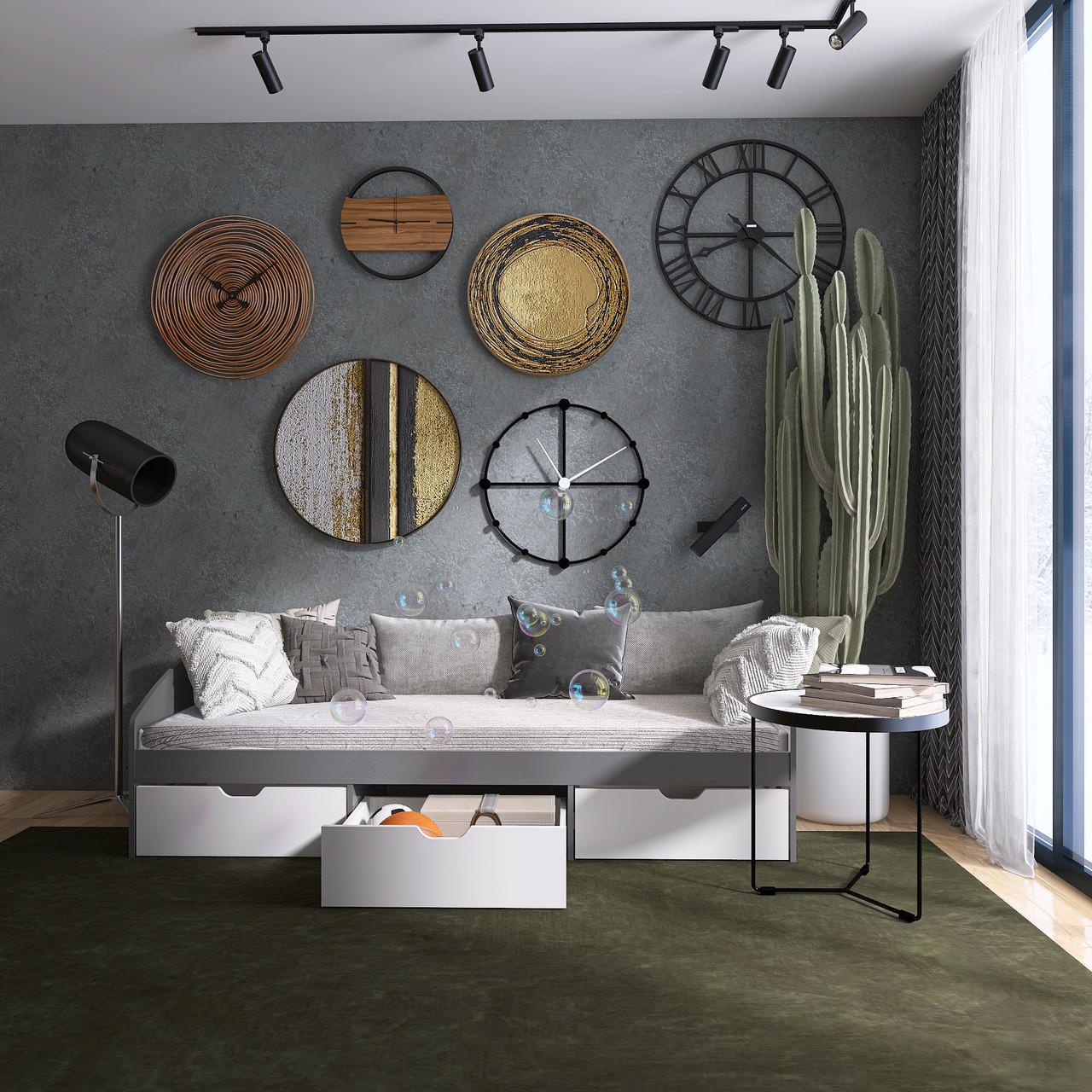 Кровать односпальная Еверест с ящиками Комфорт-3 сплошной щит 80x190 см Графитовый/Белый (EVR-20711) - фото 3 Кровать односпальная Еверест с ящиками Комфорт-3 сплошной щит 80x190 см Графитовый/Белый (EVR-20711) - фото 3