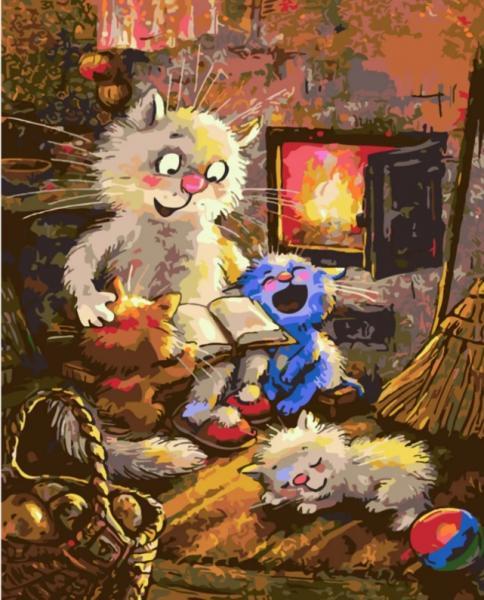 Картина по номерам Strateg Животные Уютный вечер в 40х50 см термопакете (SY6367-mt)