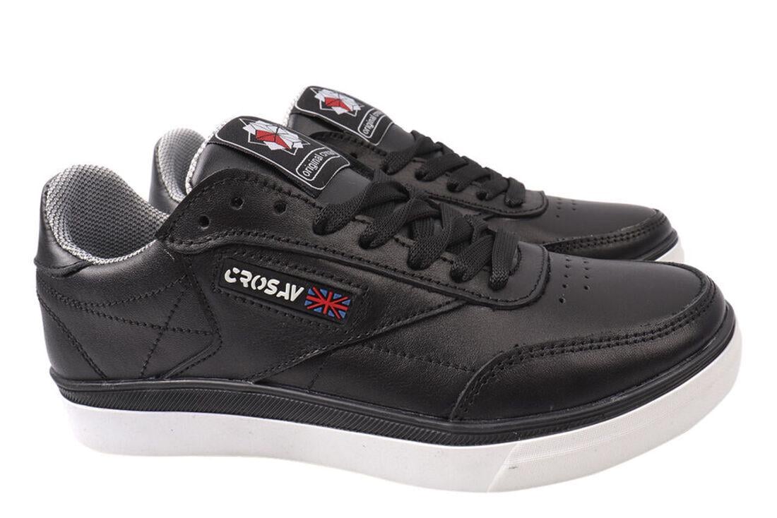 Кеды мужские Cros Sav из кожи на низком ходу на шнуровке р. 36 Черный (27-21DTC)
