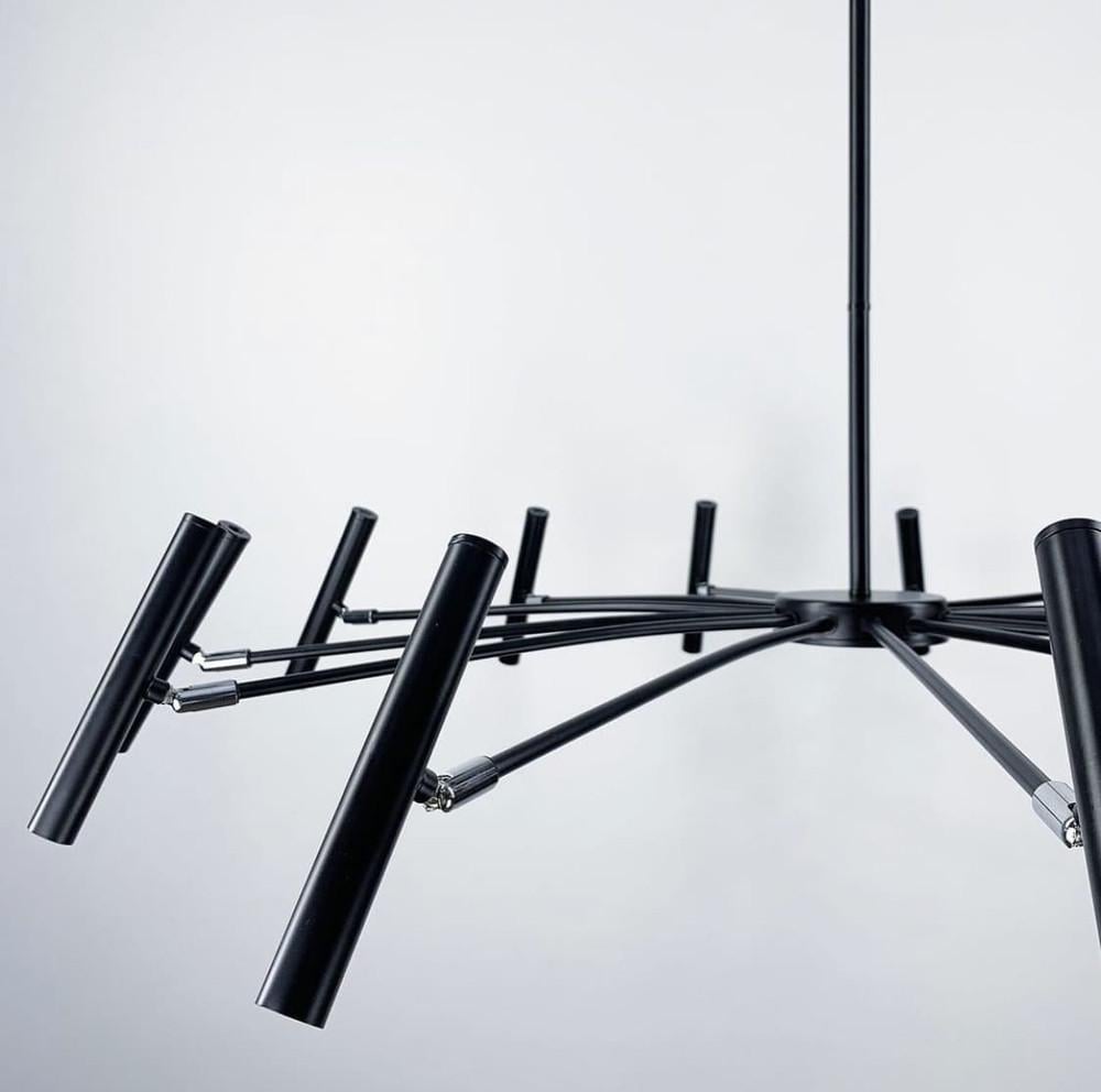 Люстра трубчаста з 12 регулюючими плафонами Чорний (LF_ST 01/12 BK) - фото 4