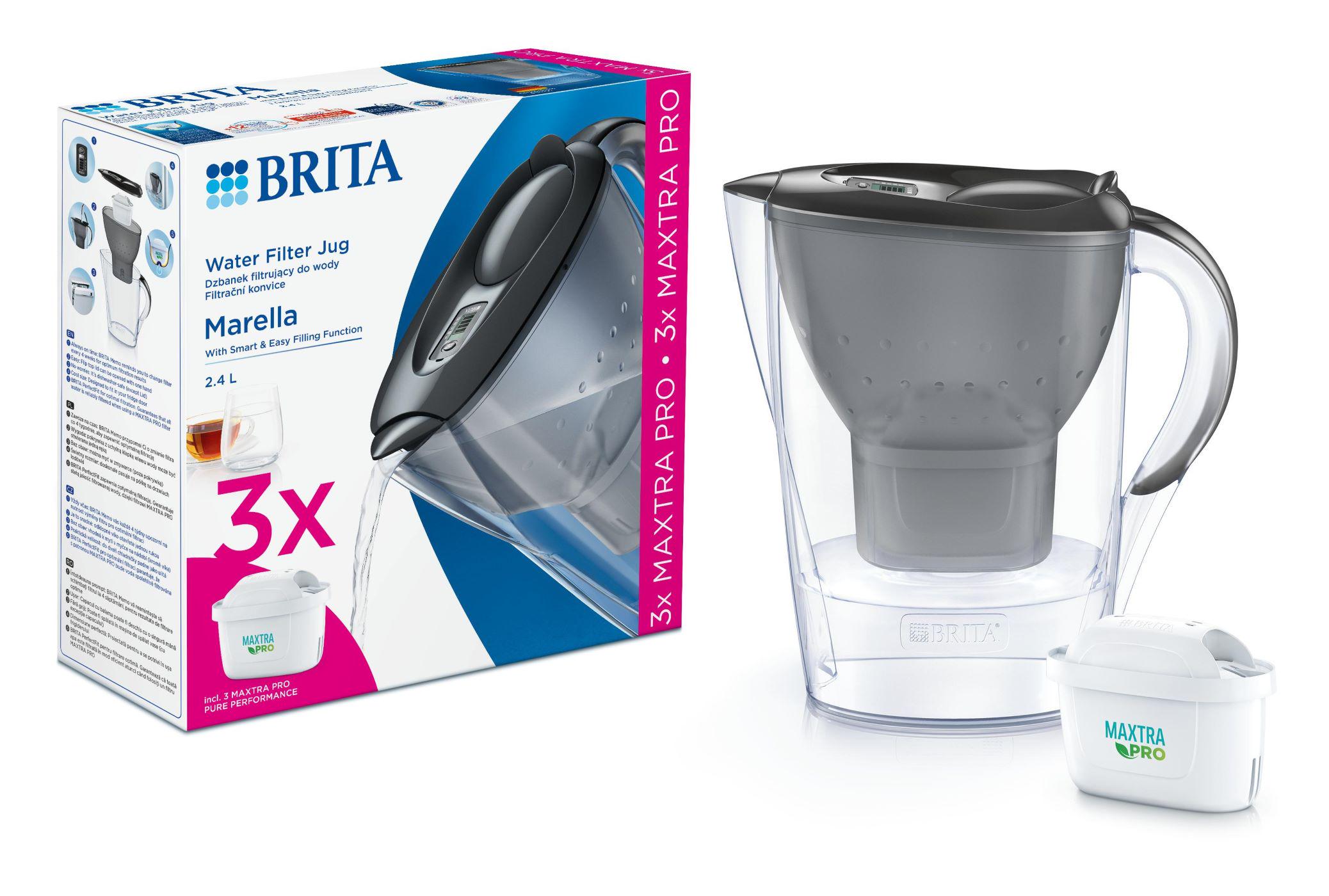 Фильтр для питьевой воды-кувшин BRITA 1052796 Marella Memo MXPro и 3 картриджа 2,4 л Графитовый