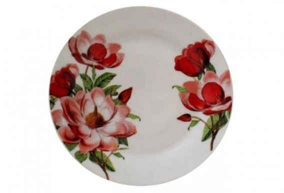 Тарелка Helios Пион китайский 20,5 см Белый (HL4366) - фото 1