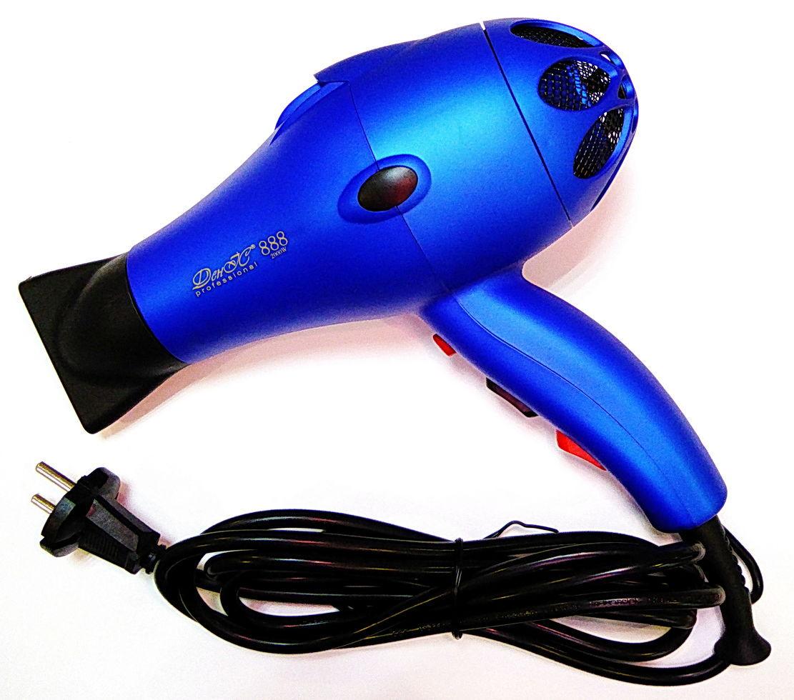Фен професійний ДенІС professional 888 з 2-ма насадками/дифузор 2000 Вт Blue Matt (1453070646)