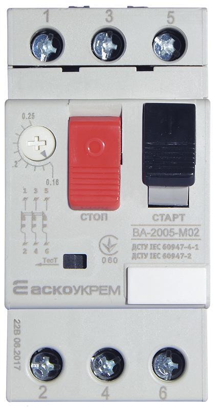 Автомат защиты двигателя АСКО-Укрем ВА-2005 М02 0,16-0,25 A (A0010050014)