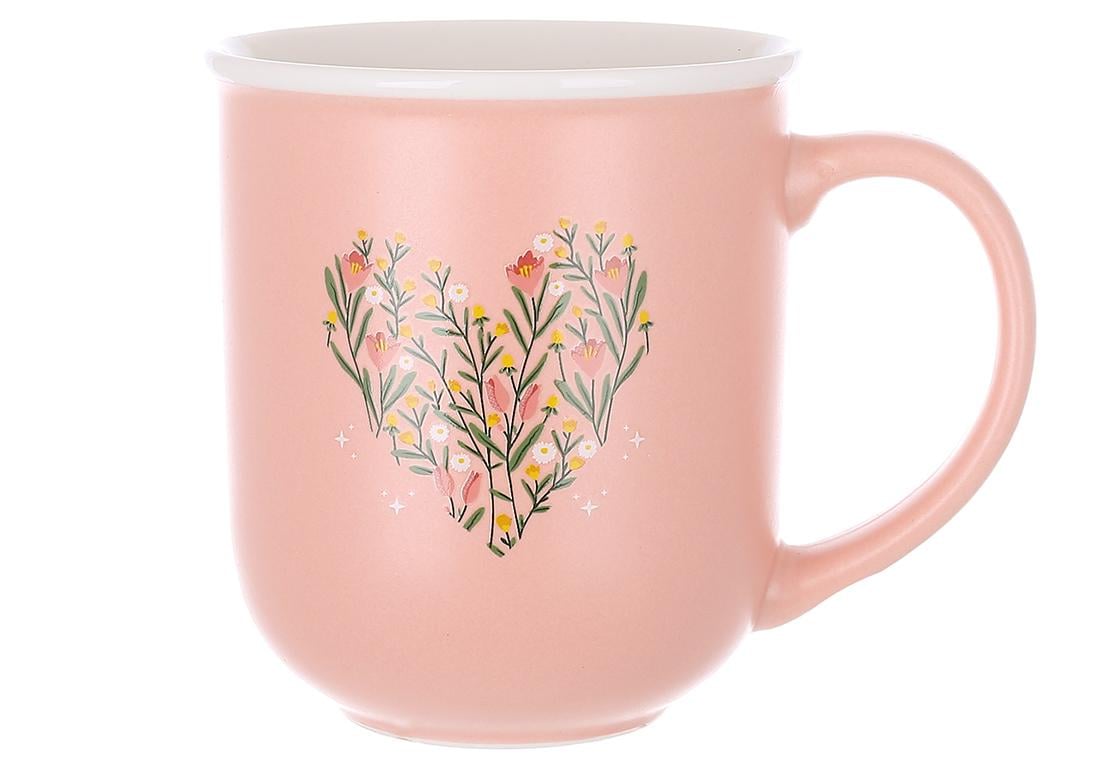 Набор кружек фарфоровых BonaDi Heart 400 мл 4 шт. Розовый (994-005)