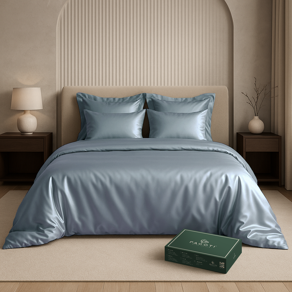 Комплект постільної білизни ліоцелл PAGOTI Aura євро 2х50х70/2х70х70 см Сіро-блакитний