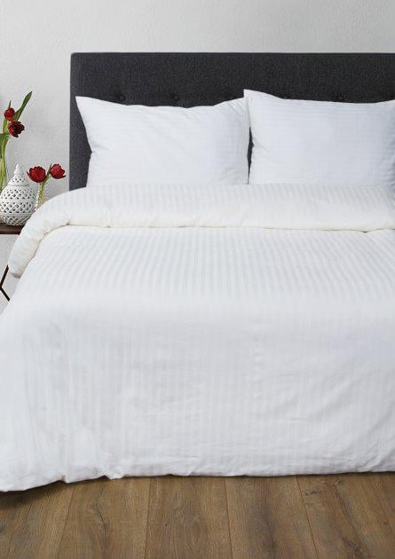 Комплект постельного белья Vital-Textile Страйп-Сатин двухспальный 200х220 см Белый (SS2-1)