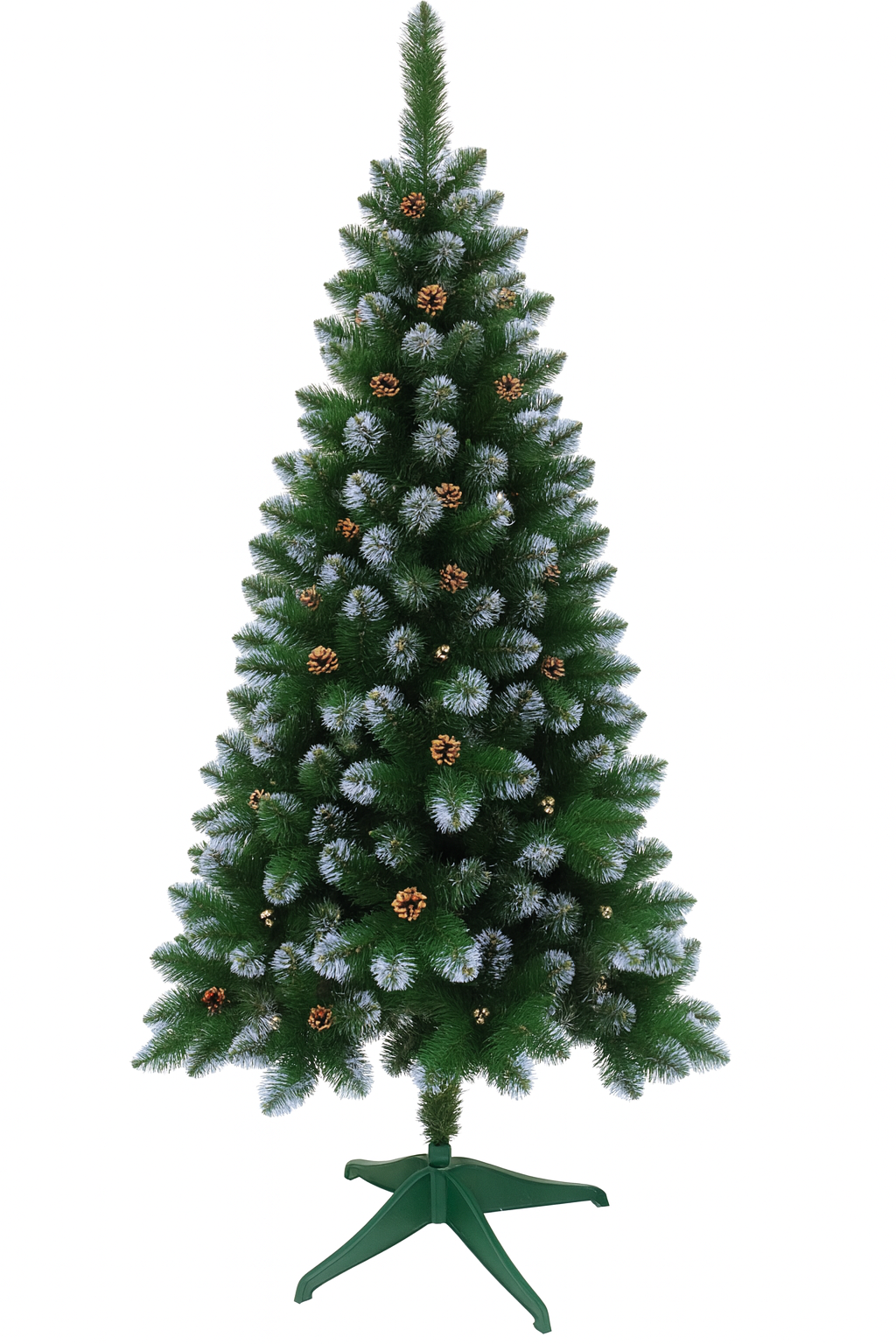 Штучна ялинка пухнаста зі снігом YaLINKA КZ18 із золотими шишками та перлами 180 см Золотий (90887676)