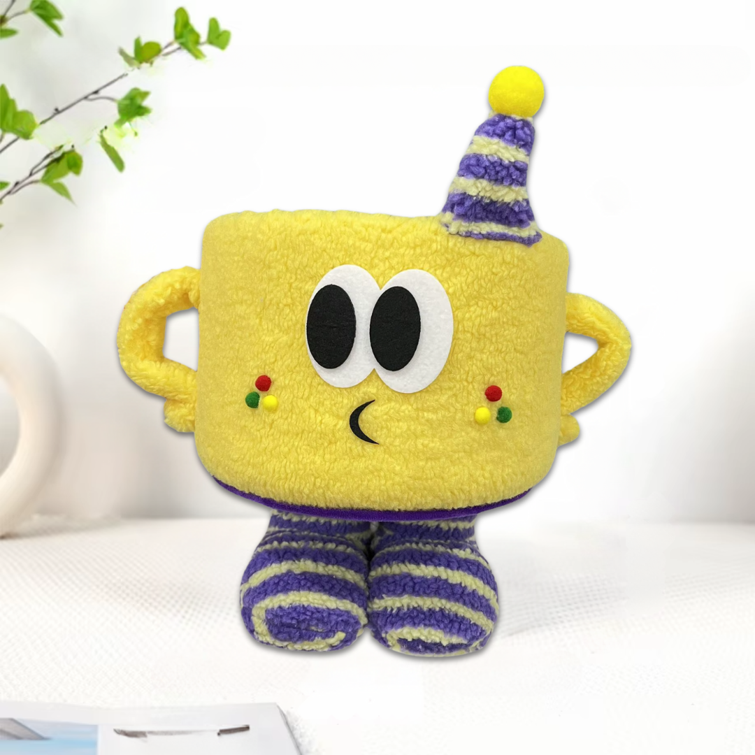 Корзина для игрушек плюшевая в детскую комнату мягкая складная Желтый