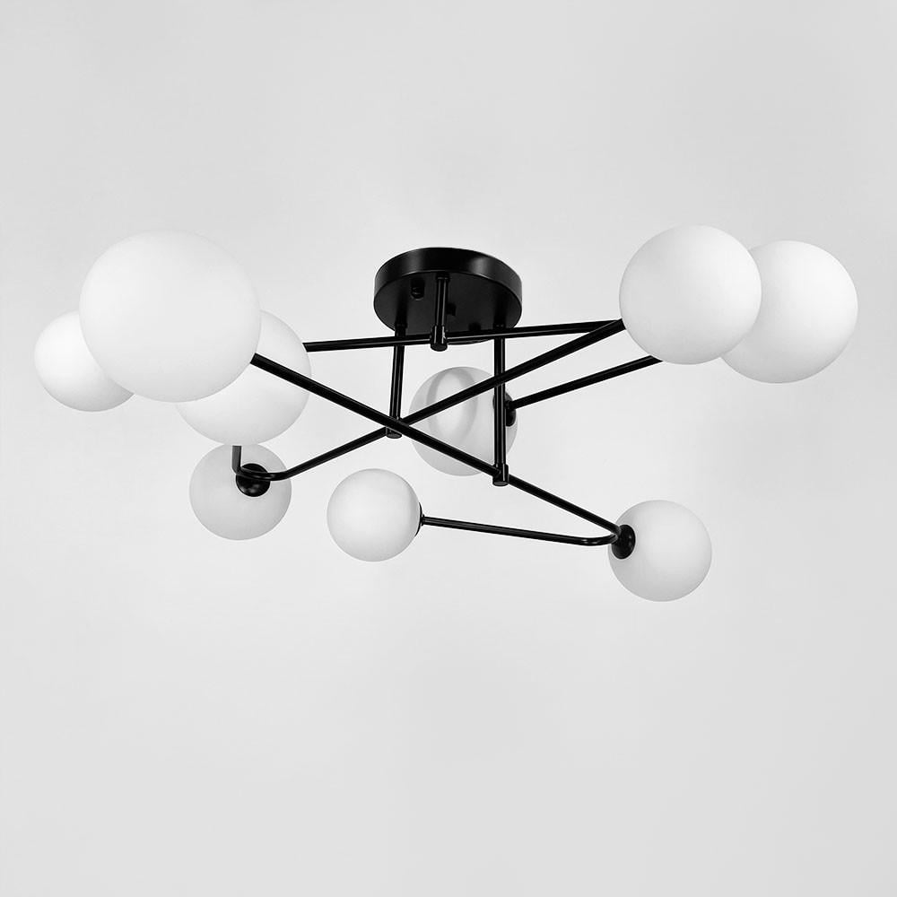 Люстра стельова з вигнутими ріжками на 9 ламп Чорний (YQ 317/9 BK+WT)