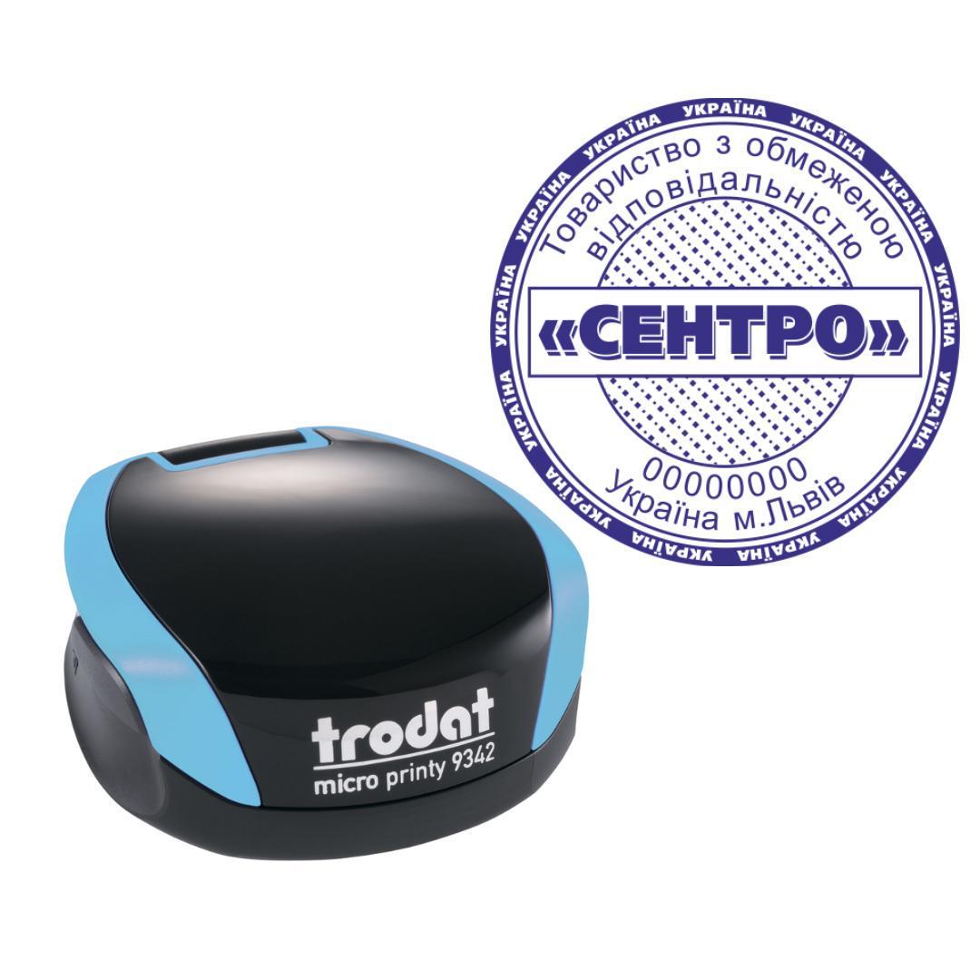 Печать ТОВ на карманном оснащении Trodat Micro Printy 9342 d 42 мм Бирюзовый (ООО9/9342/BZ)