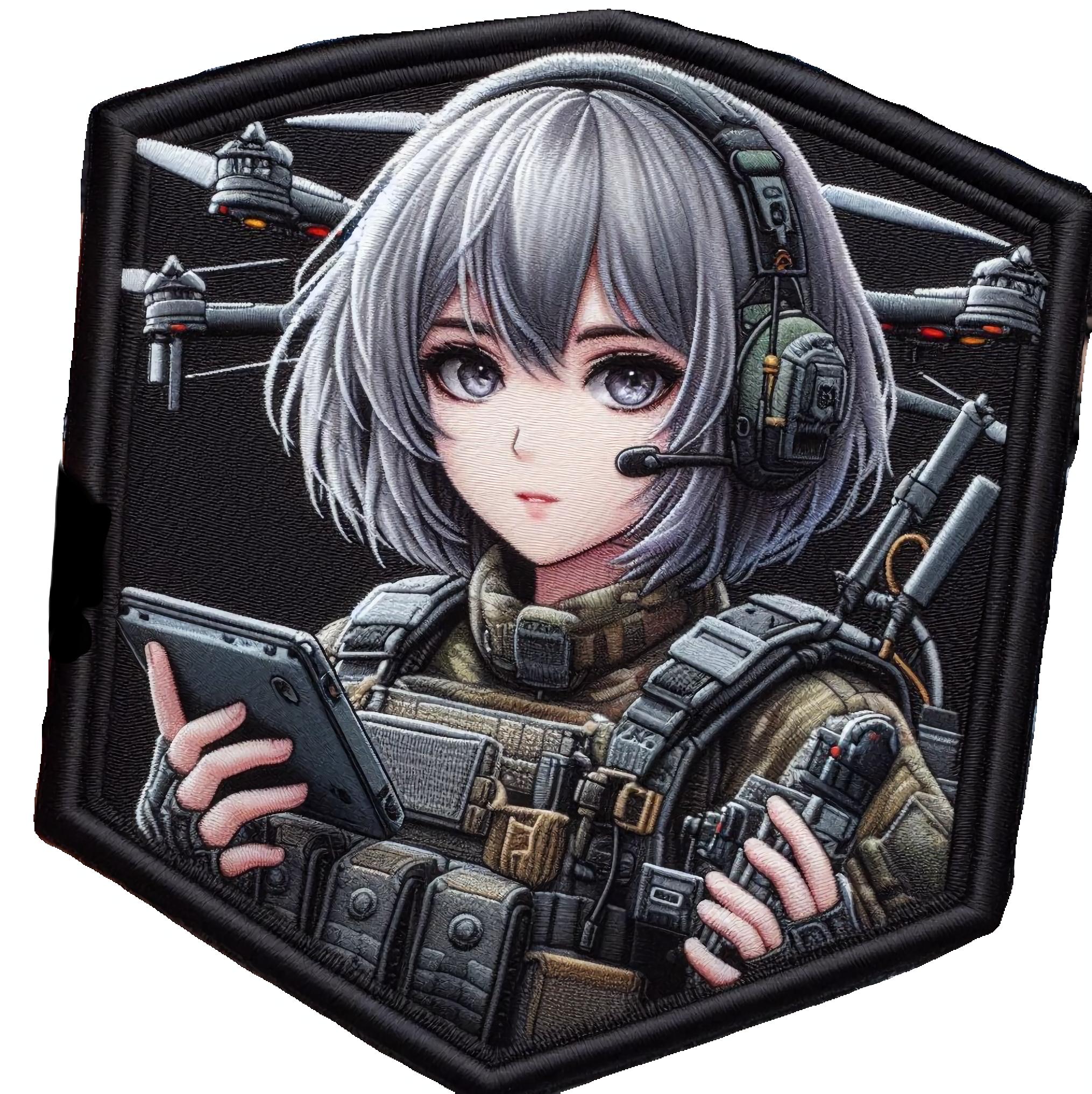 Шеврон-патч вышитый Девушка Аниме Оператор дрона на липучке (ANIMEDRON2)