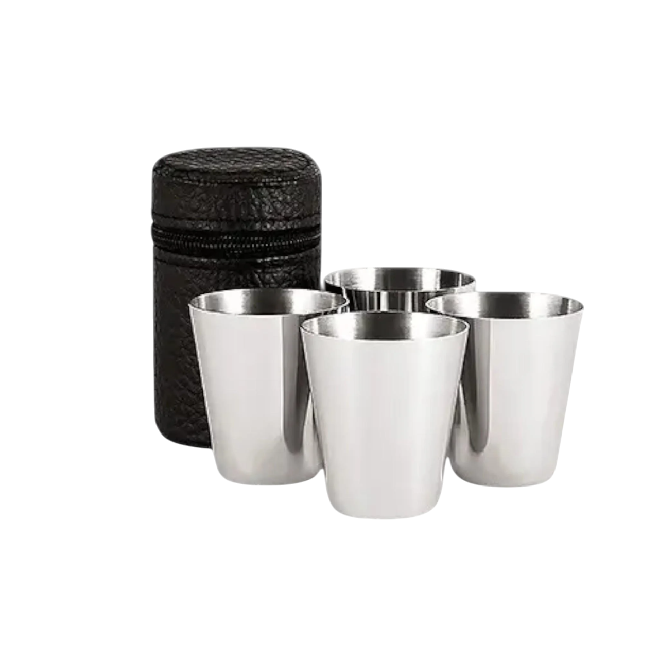 Набор производных рюмок из нержавеющей стали в чехле 4 шт. по 30 мл (S_PM-13)